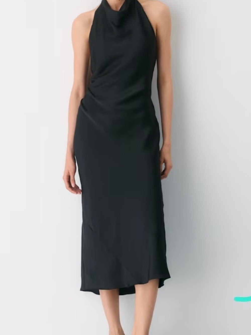 Aritzia Black Halter-Neck Midi Slip Dress